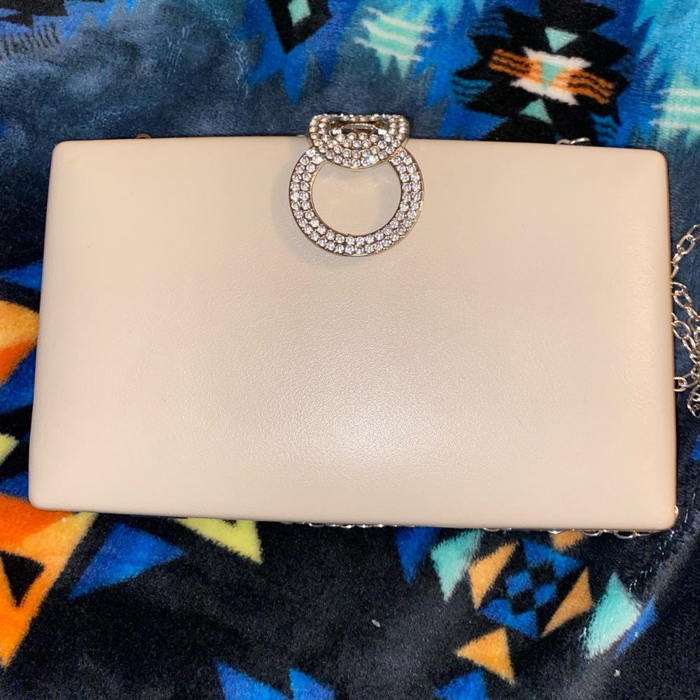 Chic Cream Clutch with Rhinestone Detail